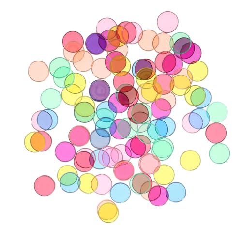 Gogogmee 100 Stück Teiliges Lernspielzeug Bunte Transparente Kunststoffscheiben mit Metallrand Pädagogisches Mathematik für Vielseitiges Rechenhilfe und Sortierspielzeug Kindergarten von Gogogmee