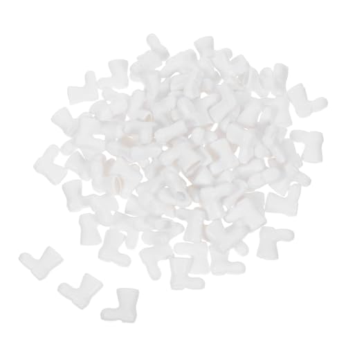 Gogogmee 100 Stück Teiliges Mini Weihnachtsstiefel aus Kunststoff Detailreiche Miniatur Santa Claus Schuhe für DIY Bastelprojekte Puppenhausdekoration und Festliche Weihnachtsdeko in Weiß von Gogogmee