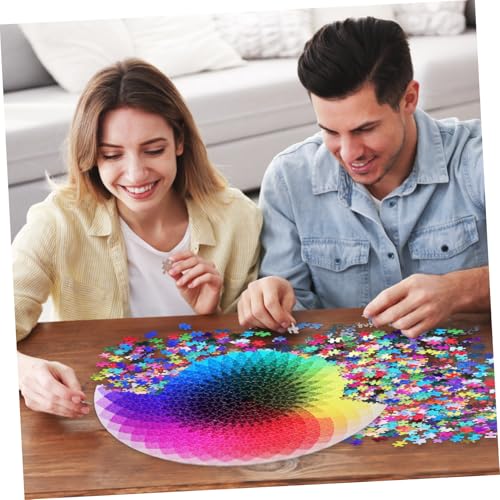 Gogogmee 1000 Stück Buntes Farbverlauf Puzzle für Erwachsene Robustes Papiermaterial Rundes Design Herausforderndes Regenbogen Legespiel Einzigartiges Dekorationspuzzle für Entspannte von Gogogmee