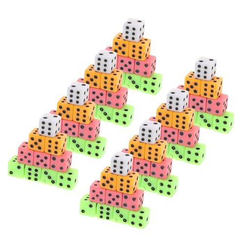 Gogogmee 100Stücke Kunststoffwürfel mit Quadratischen Ecken Vielseitige Sechsseitige Spielsteine für Brettspiele und Mathe Lernen Tragbar und Langlebig von Gogogmee