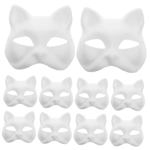 Gogogmee 10Stücke Katzenmasken Set Leere Bemalbare Katzenmasken aus Sicherem für Halloween Karneval Cosplay Partys Leicht und Bequem zu Tragen Gogogmee 10Stücke Katzenmasken Set Leere Bemalbare Katzenmasken aus Sicherem für Halloween Karneval Cosplay Partys Leicht und Bequem zu Tragen von Gogogmee