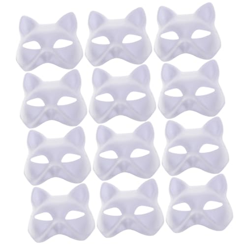 Gogogmee 12 Stück Teiliges Handbemalte Halbe Katzenmasken aus Papierpulp DIY Blanko Masken für Halloween Faschingsparty Cosplay Bühnenauftritt Umweltfreundlich und Stabil Gogogmee 12 Stück Teiliges Handbemalte Halbe Katzenmasken aus Papierpulp DIY Blanko Masken für Halloween Faschingsparty Cosplay Bühnenauftritt Umweltfreundlich und Stabil von Gogogmee
