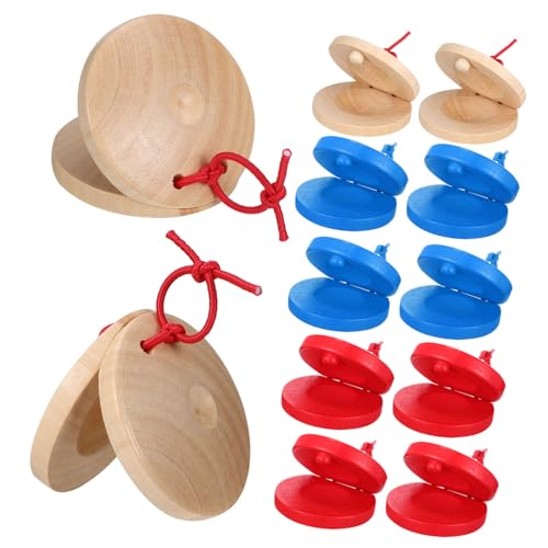 Gogogmee 12 Stück Teiliges Holz Kastagnetten Pädagogisches Percussion Instrument für Kleinkinder Fördert Akustische Tastwahrnehmung Spielerisches Musikinstrument für Frühe Musikalische von Gogogmee