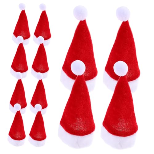 Gogogmee 12 Stück Teiliges Mini Weihnachtsmützen aus Filz Wiederverwendbar Dekorative Lollipop Caps Festliche Xmas Party Dekoration Handgemachte Nikolausmützen für Flaschen Puppen von Gogogmee