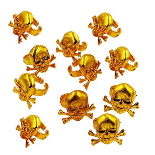 Gogogmee 12 Stück Teiliges Piratenring für Goldfarbene Schmuckringe mit Totenkopfmuster Verstellbar als Halloween Party Deko Piraten Kindergeburtstag und Kostüm Accessoire Gogogmee 12 Stück Teiliges Piratenring für Goldfarbene Schmuckringe mit Totenkopfmuster Verstellbar als Halloween Party Deko Piraten Kindergeburtstag und Kostüm Accessoire von Gogogmee