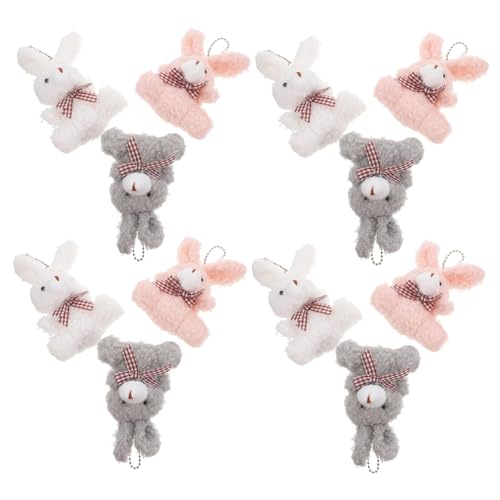 Gogogmee 12 Stück Teiliges Plüsch kaninchen Schlüsselanhänger Weicher Kleiner Bunny Anhänger Leichte Tasche Deko Niedlicher Hase Stofftier Charm für Rucksack und Geschenk Zufällige Farbe von Gogogmee
