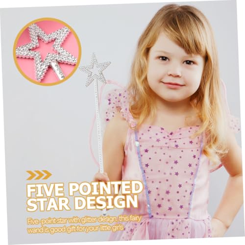 Gogogmee 12 Stück Teiliges Sternform Glitzernde Handheld Fairy Wands für Bühnenauftritte Partyspielzeug Kindergeburtstag Bühnenrequisiten Silber Kunststoff von Gogogmee