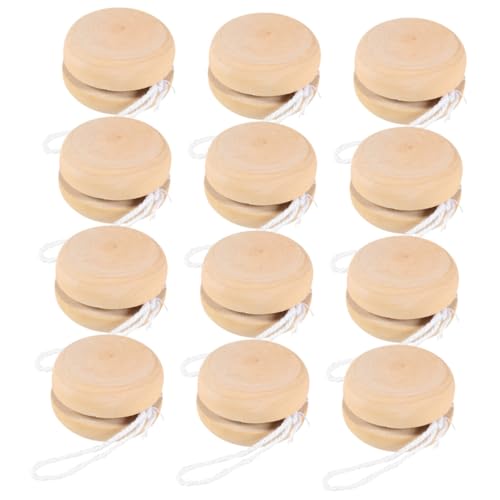 Gogogmee 12Stücke Kreative Holz Jo Yo Bälle für DIY Malspielzeug Kreativität für Bastelprojekte und Partys Verschiedene Designs von Gogogmee