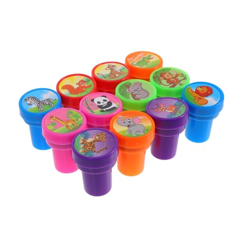 Gogogmee 12Stücke Teiliges Stempelset für Selbstfärbende Tier Stempel Waschbar für Kreative Projekte Klassenzimmer und Partys mit Niedlichen Tiermotiven von Gogogmee