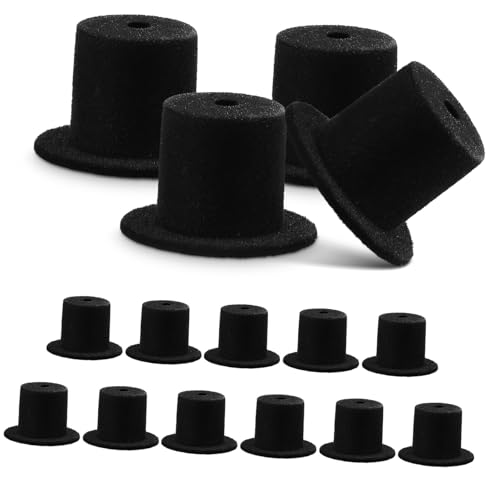 Gogogmee 15 Stück Teiliges Mini-Clown-Hut- Schwarze Filz-Hut-Dekoration für Puppen DIY Bastel-Accessoires Kompakte Leicht für Weihnachts Winter-Dekorationen von Gogogmee