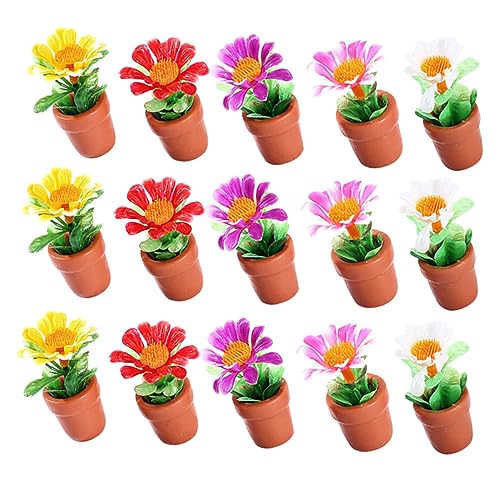 Gogogmee 15 Stück Teiliges Miniatur Bonsai Pflanzen Modell Künstliche Topfpflanzen Dekoration für Puppenhaus Mini Garten Zubehör Realistische Mini Pflanzendeko für Zimmer und von Gogogmee