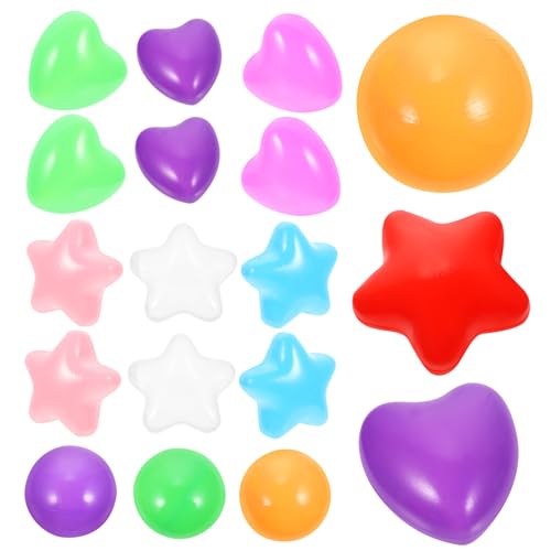 Gogogmee 150 Stück Teiliges Bällebad mit Herzförmigen Sternförmigen und Runden Kunststoffbällen Dickwandige Bunte Spielbälle für Party Indoor Ozeanball Lernen von Gogogmee