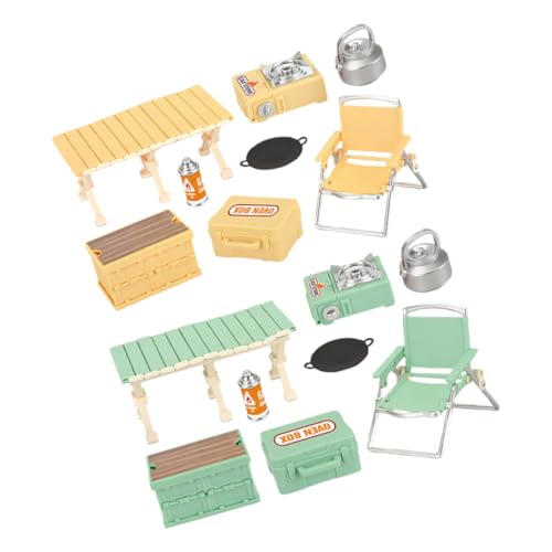Gogogmee 16 Stück Teiliges Camping Spielset mit Mini Klappstuhl und Tisch Realistische Outdoor Spielzeugausstattung für Drinnen und Draußen Tragbar Platzsparend für Fantasievolles von Gogogmee