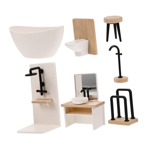 Gogogmee 1Satz Badezimmermöbel für Puppenhaus Miniatur Badezimmer Dekoration Teiliges Set mit Badewanne Waschbecken Wc Schminktisch und Mehr für Puppenhaus Enthusiasten von Gogogmee