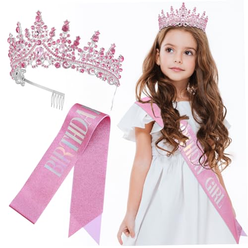 Gogogmee 1Satz Geburtstagskrone und Schärpe für Mädchen Prinzessin Tiara mit Strass Geburtstagsdeko für Feiern Fotomöglichkeiten und Besondere Anlässe Gogogmee 1Satz Geburtstagskrone und Schärpe für Mädchen Prinzessin Tiara mit Strass Geburtstagsdeko für Feiern Fotomöglichkeiten und Besondere Anlässe von Gogogmee