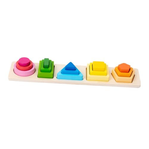 Gogogmee 1Satz Geometrisches Stapelspielzeug aus Holz für Montessori Geometrische Formensortierung Teiliges für Kreative Lernspiele und Entwicklung der Feinmotorik für Vorschule von Gogogmee