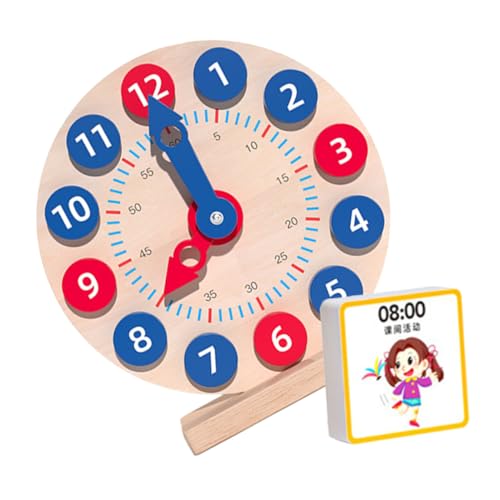 Gogogmee 1Satz Holz Lernspielzeug für Zeitlernspielzeug Zeitmodelle Zeitwahrnehmung und Hand Auge Koordination für Kindergarten und Familieninteraktion von Gogogmee