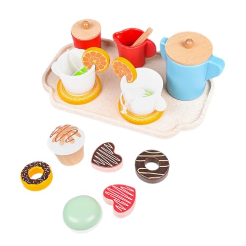 Gogogmee 1Satz Holz Nachmittagstee für Kleinkinder Teiliges Dessert für Kreative Teepartys und Rollenspiele Sicher und Langlebig für Spielküche von Gogogmee