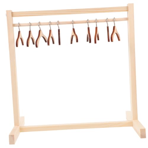 Gogogmee 1Satz Holz Puppen Kleiderständer mit Holz Kleiderbügel Puppen Garderobe für Puppenhaus Robuste und Langlebige Aufbewahrungslösung für Puppenkleidung von Gogogmee
