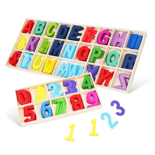 Gogogmee 1Satz Holzpuzzle mit Bunten Alphabet und Zahlenblöcken Pädagogisches zur Frühen und Zahlenförderung für Kreative Lernaktivitäten Gogogmee 1Satz Holzpuzzle mit Bunten Alphabet und Zahlenblöcken Pädagogisches zur Frühen und Zahlenförderung für Kreative Lernaktivitäten von Gogogmee