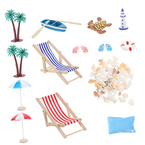 Gogogmee 1Satz Mini Beach Dekoration Teiliges Mikrolandschaftszubehör mit Strandstuhl und für Mini Häuser Realistische Deko für Puppenhäuser und Kreative DIY Projekte von Gogogmee