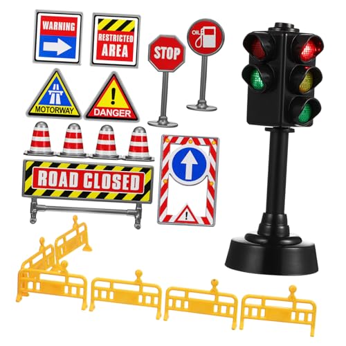 Gogogmee 1Satz Mini Verkehrszeichen für Aufkleber Große mit Lichtern Lernspielzeug für Verkehrsschilder und Ampeln für Kinderzimmer und Spielzeugautos von Gogogmee