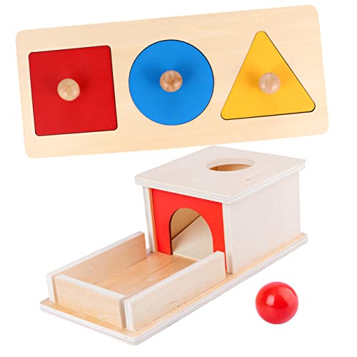 Gogogmee 1Satz Montessori Objektdauerung Box aus Holz Teiliges mit Geometrischen Formen für Frühe Bildung für Ab Jahr Konzentration und Farberkennung von Gogogmee