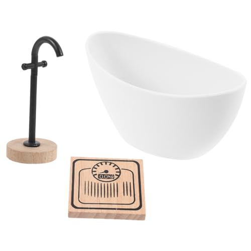 Gogogmee 1Satz Puppenhaus Badezimmer Zubehör aus Badewanne Wasserhahn und Miniaturwaage Stabil und Kinderfreundlich für Kreatives von Gogogmee