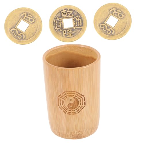 Gogogmee 1Satz Wahrsage mit Kupfermünzen Traditionelles Glücksspiel Werkzeug für Feng Shui Glückstopf für Meditation und Spirituelle Praktiken von Gogogmee