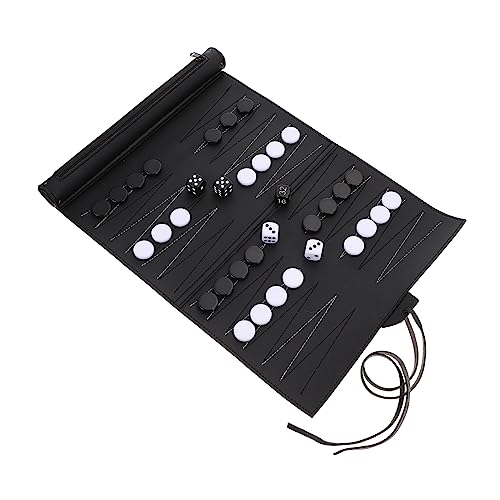 Gogogmee 1Stück Portable Schach und Brettspiel Faltbares Design aus PU Material für Reisen Schwarz Langlebig und Leicht zu Transportieren für Schachliebhaber von Gogogmee