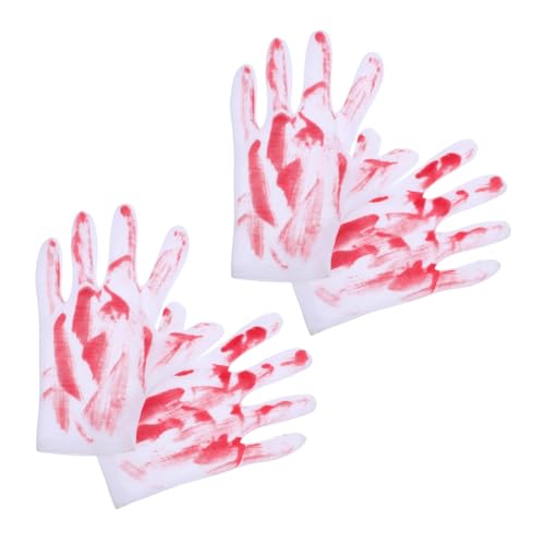 Gogogmee 2 Paare Halloween Deko Blutig Handschuhe Requisiten Gruselige Blutige Handschuhe Dekoration für Halloween Party und Haunted House Horror Accessoires von Gogogmee
