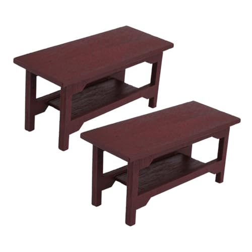 Gogogmee 2 STÜCK Teiliges Miniatur Holzschreibtisch Vintage Stil Leichtes Stabiles Möbel für Puppenhaus DIY Bemalbar für Fotografie Mikro Landschaft und Wohnaccessoires von Gogogmee