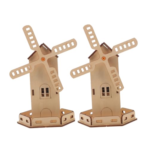Gogogmee 2 Sätze DIY Solar Windmill Kit aus Holz Solar Bausatz für Einfaches Montageset für Grundschüler Wissenschaftliches Experimentier und Lernspielzeug Umweltfreundlich und Sicher von Gogogmee