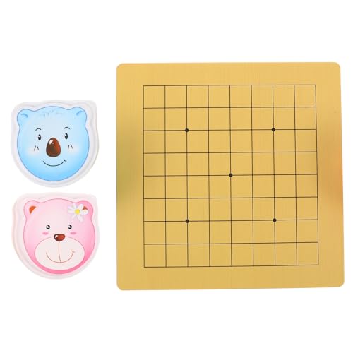 Gogogmee 2 Sätze Doppelseitiges und Holzbrett mit Kunststoffsteinen Lernspielzeug Weiqi Schach für Anfänger Cartoon Bär Fördert Gehirnentwicklung und Denkvermögen von Gogogmee
