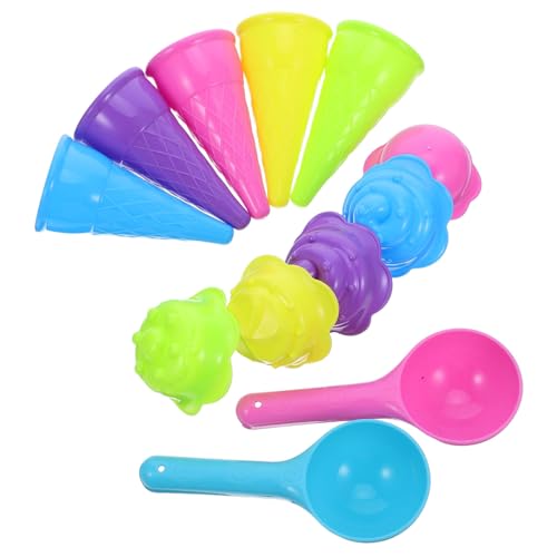 Gogogmee 2 Sätze Strandspielzeug Sandlöffel und Eiscreme Sandform aus Lebensmittelechtem Kunststoff Robust und Sicher für Kleinkinder Geeignet für Sandkasten Strand und Indoor-spielspaß von Gogogmee