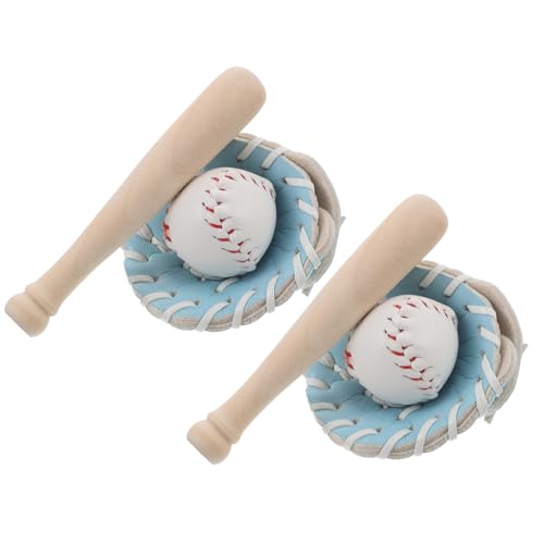 Gogogmee 2 Sets Miniatur-Baseballschläger, Handschuh und Ball, Kuchendekorationen, Baseballschläger und Ball-Set, Miniatur-Sport-Puppenhaus-Zubehör für Puppenhaus-Desktop- von Gogogmee