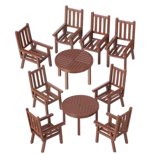 Gogogmee 2 Sets Puppenhaus Tisch und Stuhl Miniatur Tisch und Stuhl Kunststoff Mini Haus Küchenmöbel Modell DIY Feengarten Dekoration für Mikrolandschaft von Gogogmee