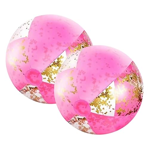 Gogogmee 2 Stück Aufblasbare Strandbälle mit Glitzer für Pool und Strand Große Bunte Sequin Bälle für Erwachsene für Gartenpartys und Sommeraktivitäten von Gogogmee