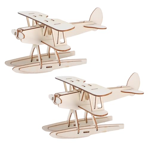 Gogogmee 2 Stück DIY Holzflugzeug Modellbausatz Bemalbarer Holzflugzeug bausatz für Kreative Bastelsets Feinmotorik und Künstlerischer Entwicklung von Gogogmee