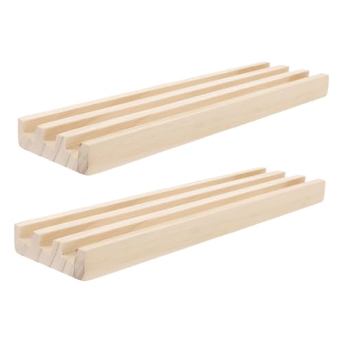 Gogogmee 2 Stück Domino Halter aus Holz Reihigem Ständer rutschfeste Basis Stabiler Spielhalter für Domino Steine Mahjong und Kartenspiele für Tischspiele und Komplexe Spielstrategien von Gogogmee