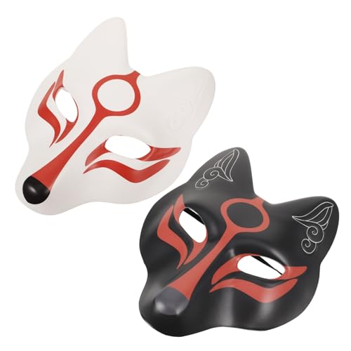 Gogogmee 2st Eva-fuchs-maske Tier Kabuki- Masken Japanische Kabuki- Masken Katzenmaskerade Kitsune Fox- Masken Maskerade Frauenmasken Fuchs Leer Hase Männer Und Frauen Abschlussball Weiß von Gogogmee