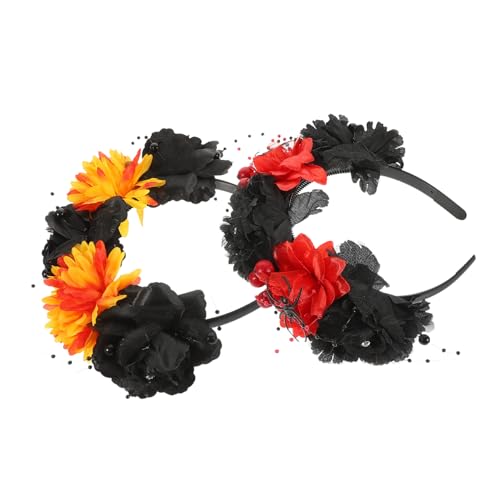 Gogogmee 2 Stück Halloween Haarschmuck Damen Stoff Blüten Haarreif Weich Angenehm Halloween Party Kostüm Zubehör von Gogogmee