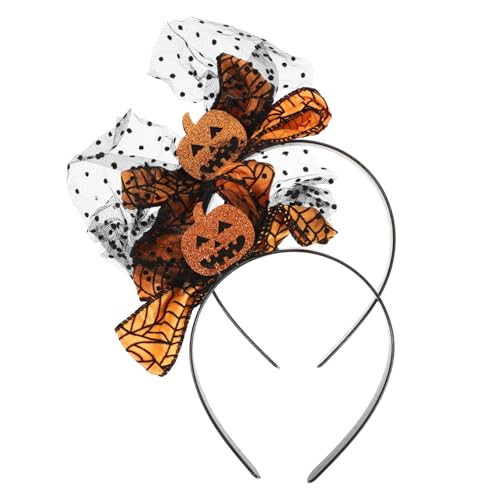 Gogogmee 2 Stück Halloween Kürbis Stirnband mit Schleife Langlebiges Haarschmuck Accessoire für Halloween Partys Hautfreundlich Dekorativ und Bequem für Damen und Mädchen von Gogogmee