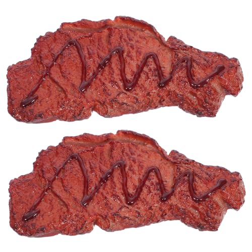 Gogogmee 2 Stück Künstliches Steak Fleisch Deko Realistische Fake Roastbeef Modelle Braun Langlebig Wartungsfrei für Küchen Fotografie Gastronomie Marktpräsentationen von Gogogmee