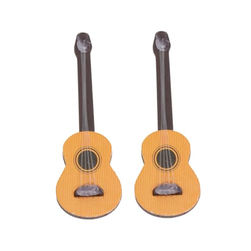 Gogogmee 2 Stück Mini Holzgitarre Miniatur Musikinstrument Dekoration für Puppenhaus Desktop Ornament von Gogogmee