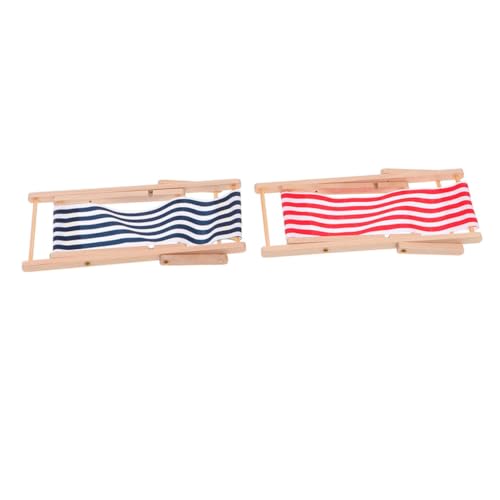 Gogogmee 2 Stück Mini Strandstuhl für Puppenhaus Faltbare und Dekorative Strandmöbel für Miniatur Dekorationen und Spielzeugzubehör Rot und Blau von Gogogmee