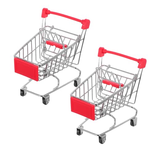 Gogogmee 2 Stück Mini einkaufswagen Kleiner Bunter mit Stabile Mini supermarkt körbe für Kinderzimmer Schreibtisch und Dekoration Kompakt und Langlebig von Gogogmee