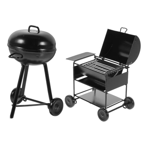 Gogogmee 2 Stück Miniatur BBQ Grill Teiliges aus Realistisch Gestaltetes Puppenhaus Grillmodell Tragbar und Kompakt für Kreative Küchendekoration und Mobiles Puppenhaus Zubehör von Gogogmee