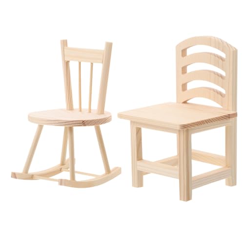 Gogogmee 2 Stück Miniatur Holz Schaukelstuhl und Stuhl DIY Bastelstuhl Puppenhaus Deko Sicher Kreativ für Spielzimmer Vorschule und Miniatursammler Gogogmee 2 Stück Miniatur Holz Schaukelstuhl und Stuhl DIY Bastelstuhl Puppenhaus Deko Sicher Kreativ für Spielzimmer Vorschule und Miniatursammler von Gogogmee
