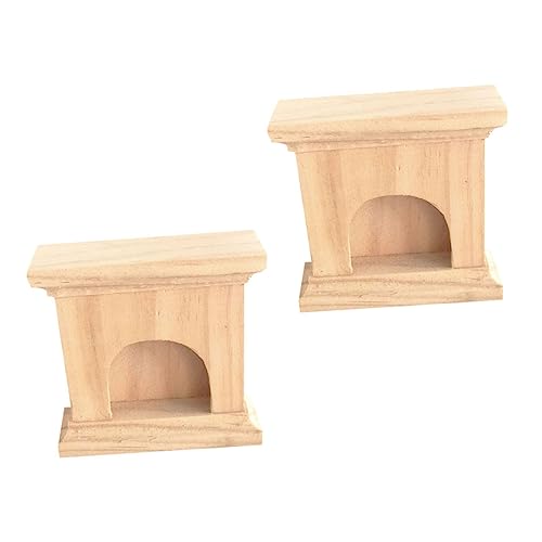 Gogogmee 2 Stück Miniatur Kamin aus Natürlichem Holz Teiliges Detailreiche Handarbeit Kompakte Kreative Puppenhaus Deko Robust und Formstabil für Kleine Wohnräume von Gogogmee